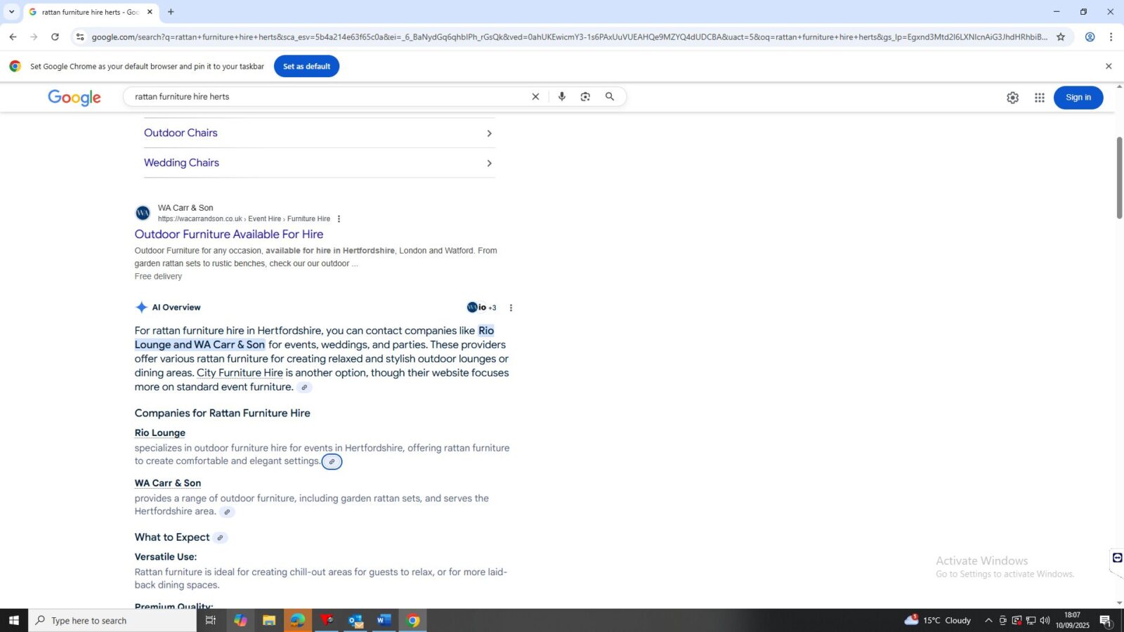 Search engine results page improved with AI optimisation