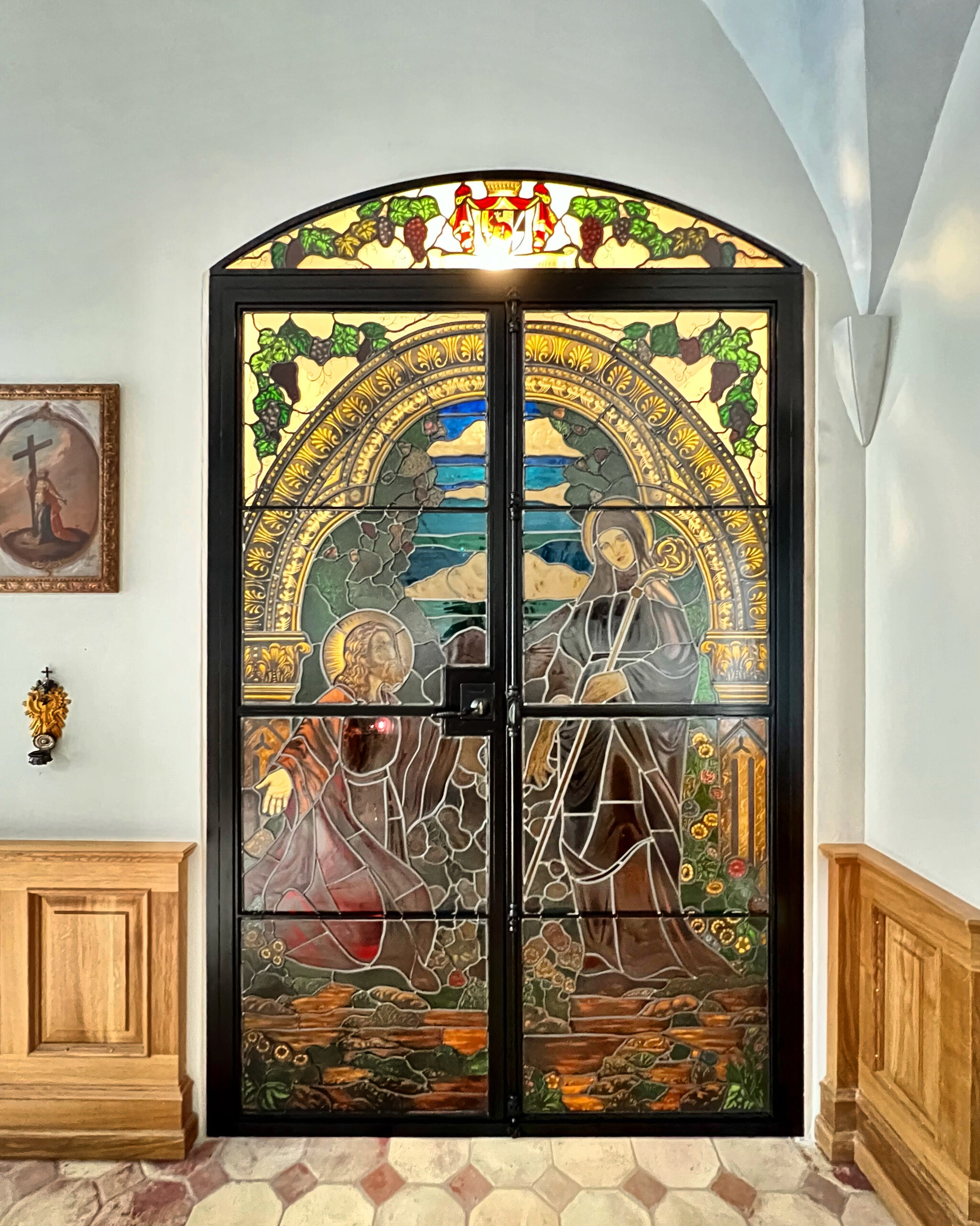 Decorative stained glass door by Sherriff Stained Glass
